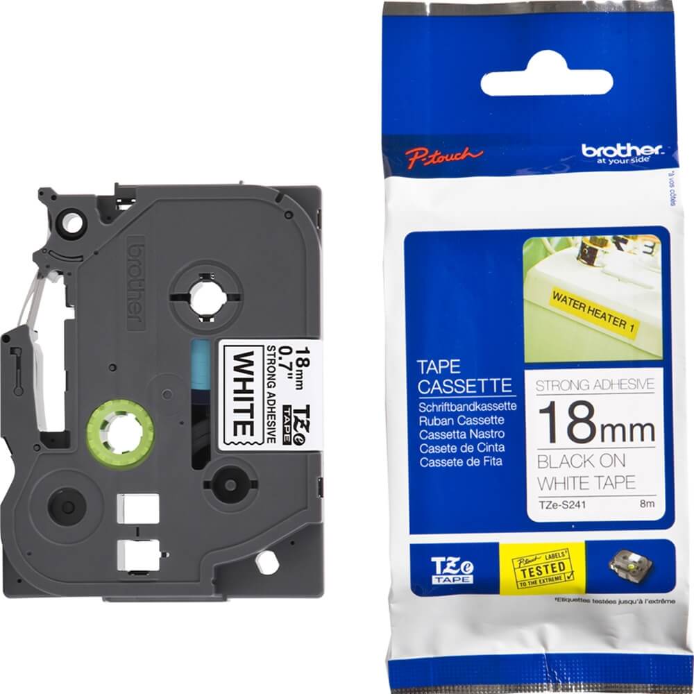 Fita Industrial Brother TZE-S241 18mm Preto/Branco - Impressorajato